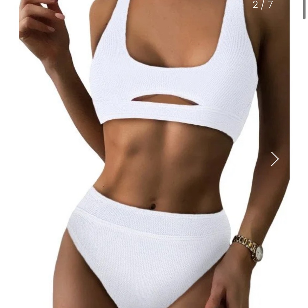 White Ribbed Bikini Set - Picture 2 of 3